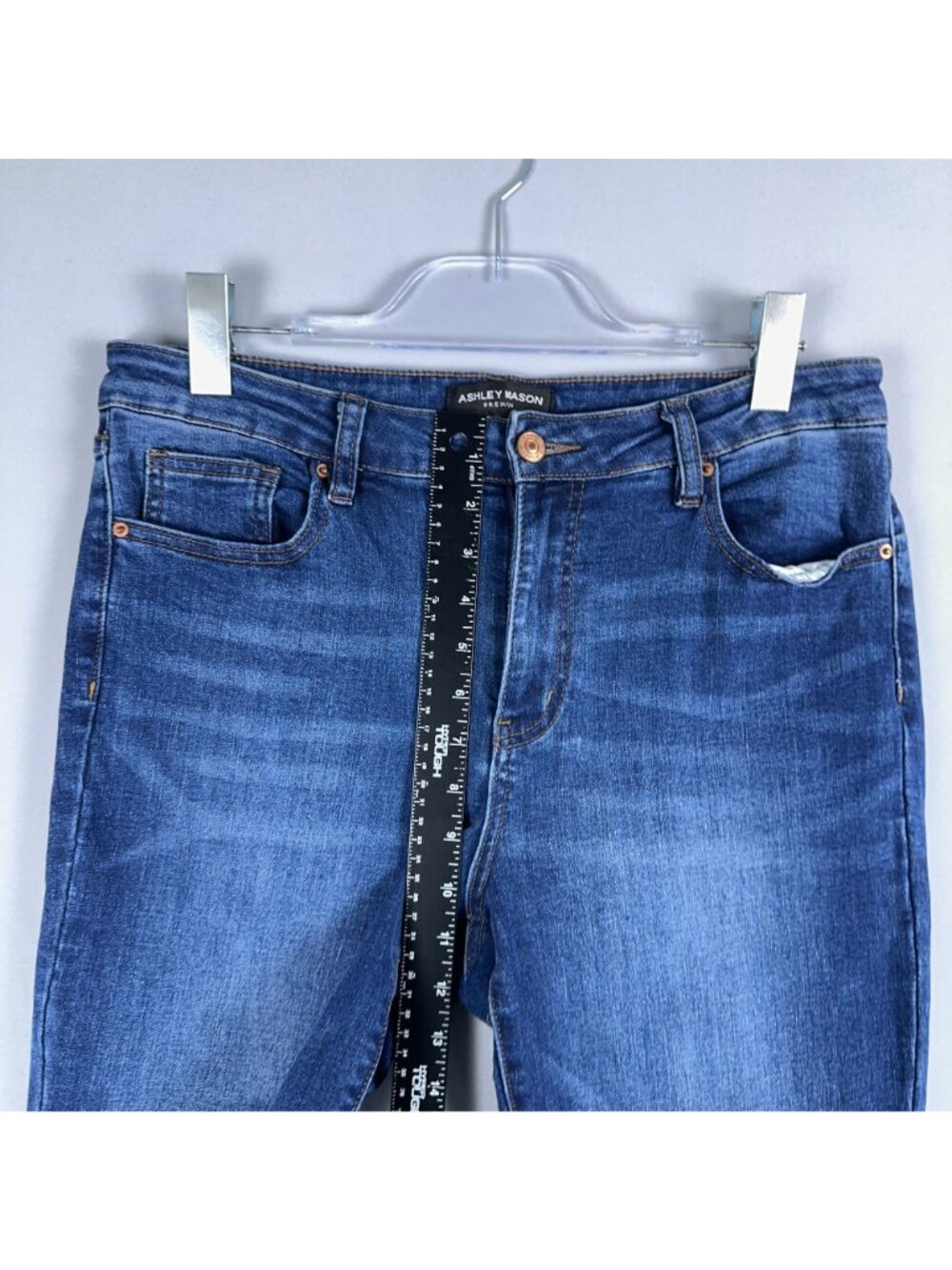 Ashley Mason Premium Flare Jeans Mid Rise Womens Size 13/31 Blue Medium Wash - Picture 8 of 11